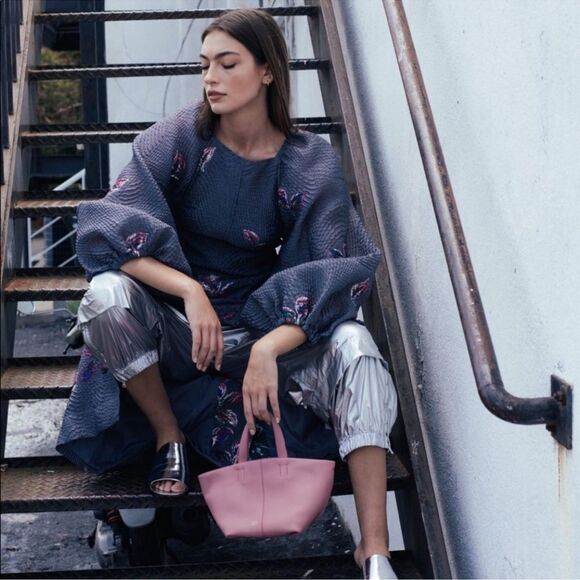 Ganni Gray Floral Midi Dress - Picture 3 of 11